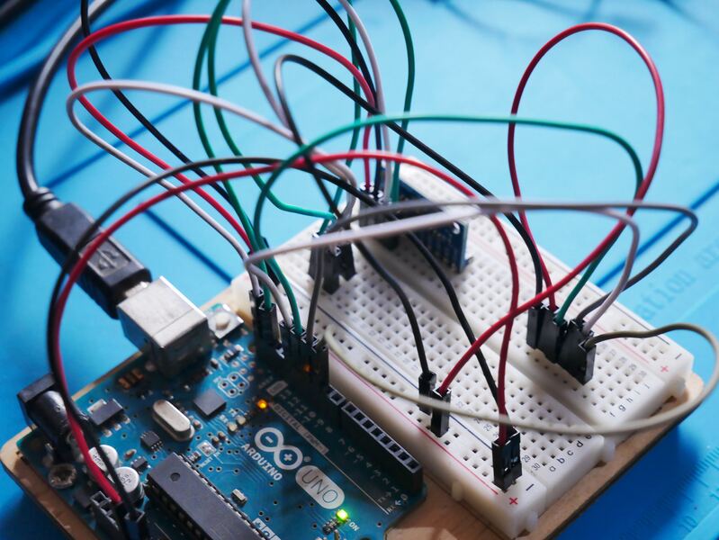 Arduino Board wired to a bread board