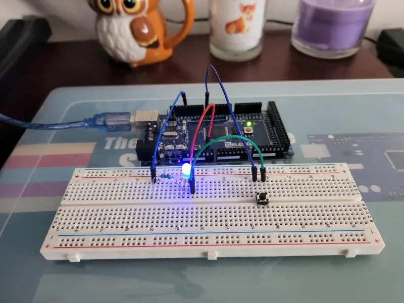 Blue LED toggled on