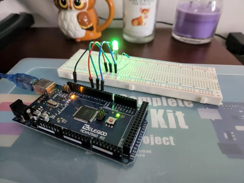 RGB LED shining green