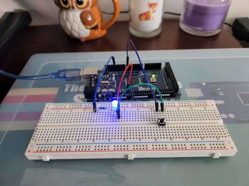 Blue LED toggled on