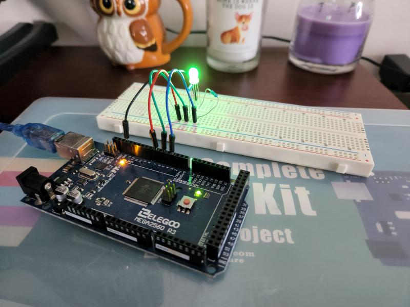 RGB LED shining green